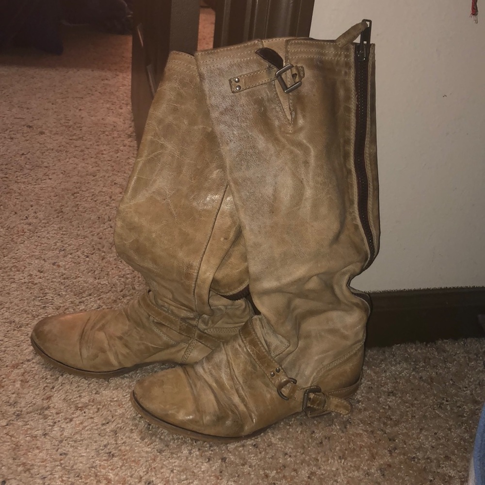light tan steve madden knee boots